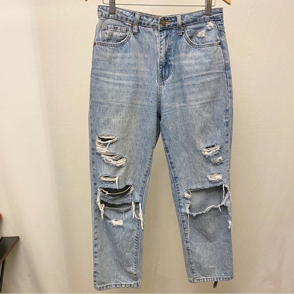 Bohme 28 (6) Lynette High Rise Straight Leg Jeans Womens Cropped Distressed - Picture 5 of 15